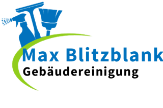 Die Grafik zeigt das Logo des Reinigungsservice „Max Blitzblank“ aus Berlin.